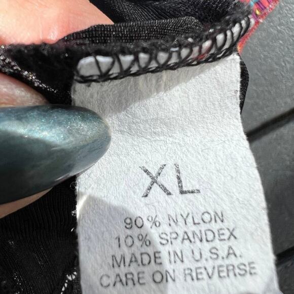 Briggs, black floral, short sleeve, floral print, round neck, women's size XL - Picture 4 of 5